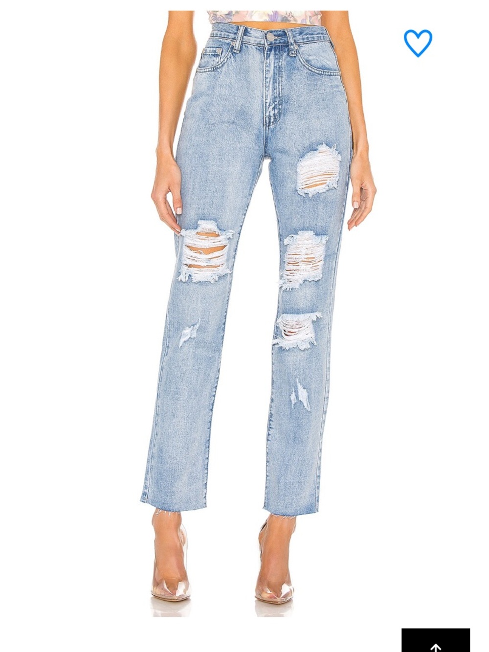 superdown Light Blue Distressed Straight Leg Jeans